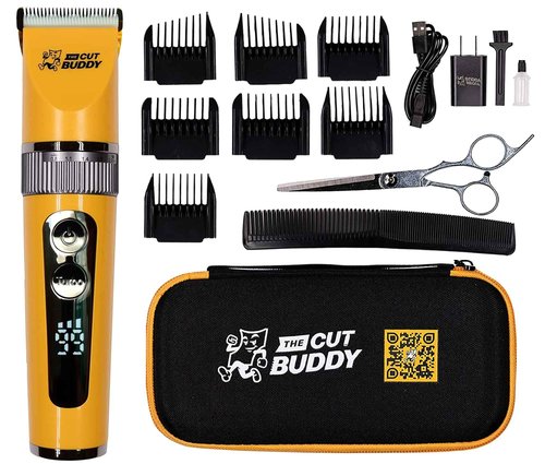 The Cut Buddy Clipper & Grooming Set, Cordless Hair & Beard Trimmer with Ceramic & Titanium Blades, 7 Guards, Waterproof, Beginner Kit