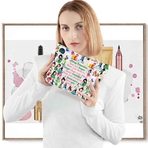LEVLO Cartoon Movie Cosmetic Bag Movie Princess Fans Gift You Are Braver Stronger Smarter Than You Think Fairy Tale Zipper Pouch Bag (HML Full)