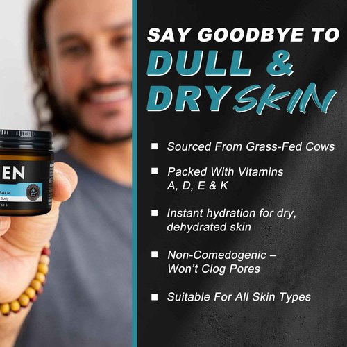 BieNido Beef Tallow for Skin Men – Whipped Beef Tallow and Honey Balm for Men with Raw Honey & Jojoba Oil for Sensitive and Dry Skin