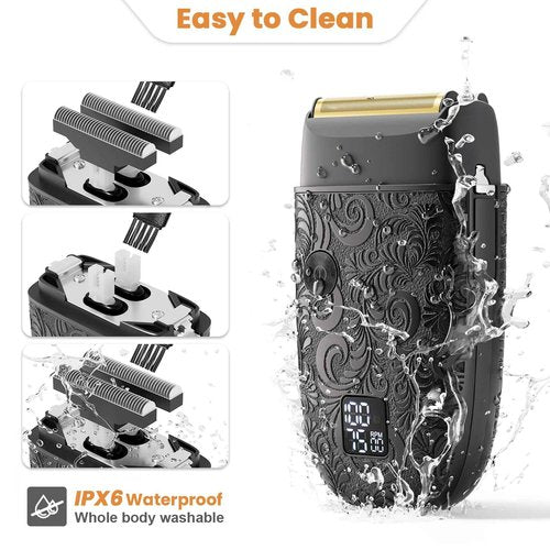 Bestauty Electric Foil Shaver for Men, Travel Razor with Enhanced Triple Head [Ultra-Close Shave], Wet & Dry Beard Shaver, Rechargeable and Cordless Bald Head Shaver, Gifts for Men Father's Day Gift