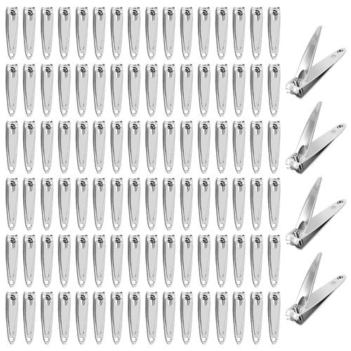HOFASON 100 Pcs Nail Clippers Bulk for Men Women Adult, Professional Stainless Steel Fingernail & Toe Nail Clipper Cutter Set Travel Manicure Pedicure Trimmer Kit Gift for Homeless Supplies