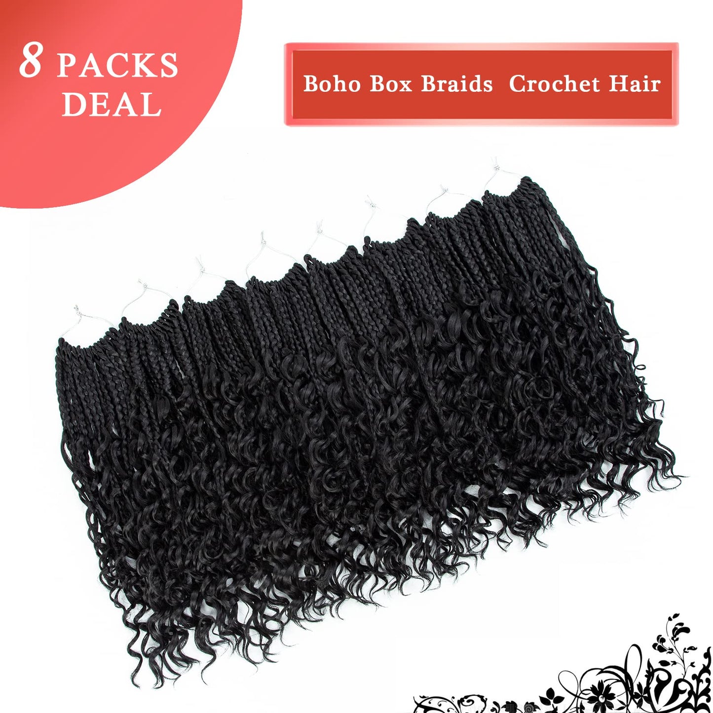 Liang Dian Goddess Box Braids Crochet Hair 14 Inch 8 Packs Boho Box Braids Crochet with Curly Ends Pre looped Synthetic Bohemian Hippie Braids Hair Extensions(14 Inch 27/613 Omber)