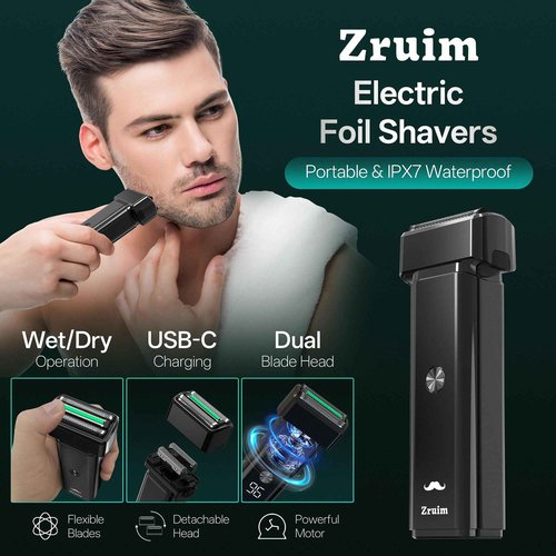 Electric Razor for Men Face,2 Adjustable Speeds Foil Shavers for Men for Beard/Face Beard Trimmer Waterproof Wet & Dry with 3 Floating Blade LED Display USB-C Fast Rechargeable for Travel Home