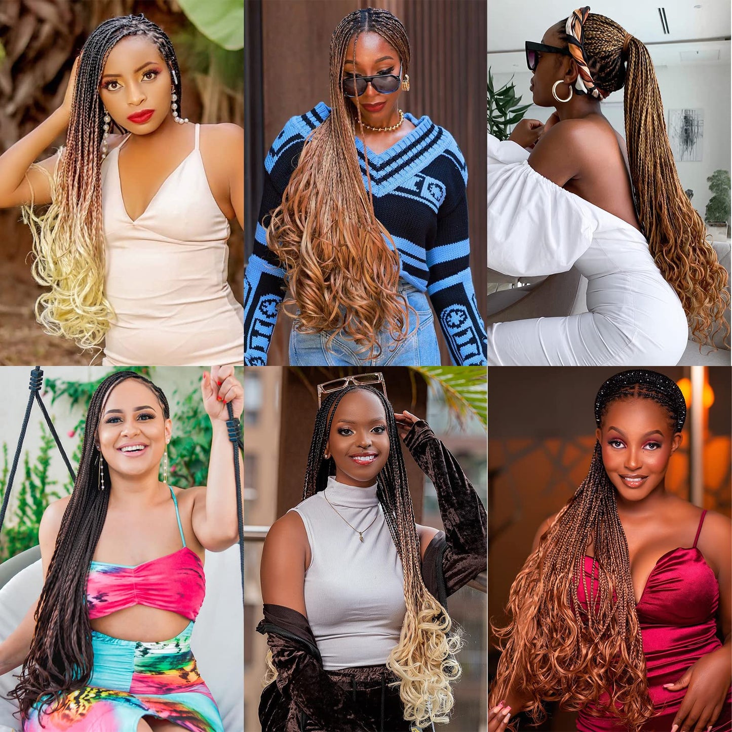 COOKOO 9 Packs French Curl Braiding Hair Dark Brown 22 Inch Loose Wave Bouncy Braiding Hair with Curly Ends Pre Stretched Yaki Curly Braiding Hair for Black Women Synthetic Hair Extensions 4#