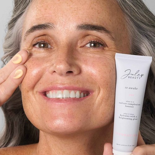 Julep Radiant Glow Duo: So Awake Snail Mucin Complexion Booster Moisturizer + Face Primer & Skip The Brush Cream-to-Powder Blush Stick in Muted Mauve Makeup & Skincare Set