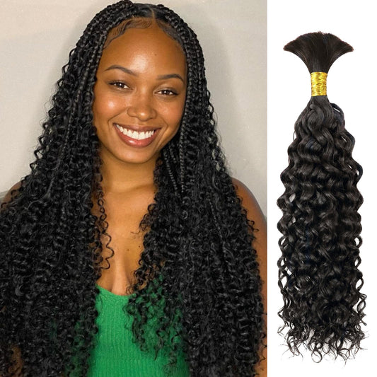 STAROCO Braiding Hair 24 Inch Water Wave Human Braiding Hair 50g(1Bundle/Pack) No Weft Brazilian Virgin Deep Wave Human Hair Extensions for Boho Braids Human Hair Braiding Hair