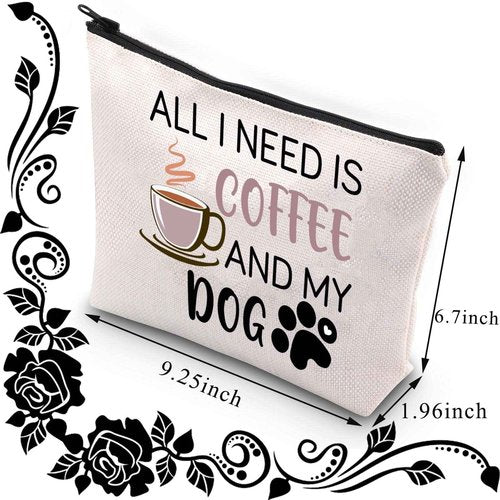 BDPWSS Dog Mom Makeup Bag - Coffee and Dog Lover Gift - Funny Cosmetic Bag for Women, Friend Birthday Present