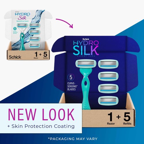 Schick Hydro Silk Trimstyle Bikini Razors with Trimmer |5 Blade for Women, Hair Removal | 1 Handle & 3 Razor Blade Refills & Sensitive Skin Razor for Women With 5 Moisturizing Razor Blade Refills