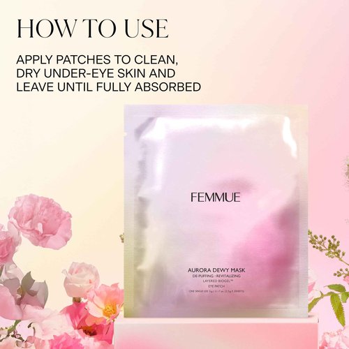FEMMUE Aurora Dewy Eye Patches (4pk) | Cooling Undereye Mask for Puffy Dark Circles | With Niacinamide & Caffeine for Skin Firming Hydration | Korean Beauty Skincare