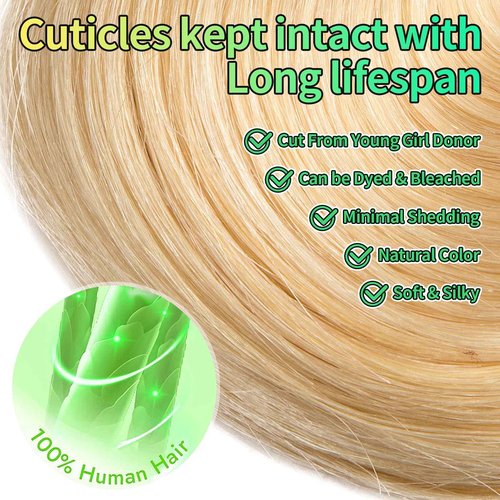 Antousha Human Hair Bundles Body Wave Blonde Color, 16 Inch - 1 Bundle - #613, Body Wave Bundles Human Hair 12A Brazilian Virgin Wavy Hair Bundles for Women