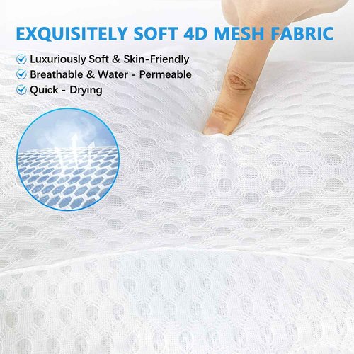 REEZEIVI Bath Pillows for Tub,Bath Pillow with 6 Non-Slip Suction Cups,Soft 4D Mesh Fabric,Bathtub Pillows for Tub Neck and Back Support,Extra Thick Luxury Bathtub Pillows,White