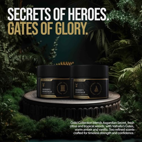 The Beard Struggle Warrior’s Beard Balm - Platinum Collection, Aesir's Triumph - Non-Greasy Low-Hold Formula, Luxurious Cologne-Grade Fragrances 100% Natural and Plant-Based Ingredients - 50g