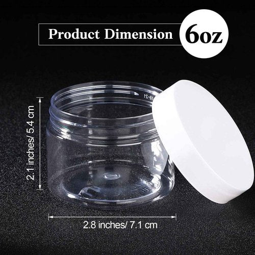 SATINIOR 24 Pieces Empty Clear Plastic Jars with Lids Round Storage Containers Wide Mouth for Beauty Product Cosmetic Cream Lotion Liquid Butter Craft and Food ()