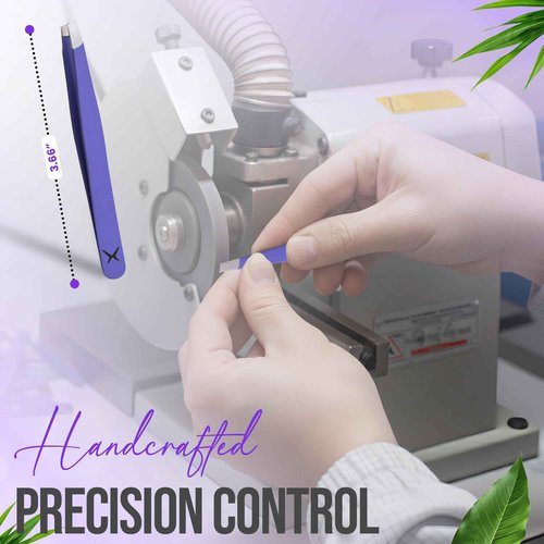Slanted Stainless Steel Tweezers for Men & Women - Precision Eyebrow Tweezers for Facial Hairs, Strong Grip, Fine Tip, Professional Tweezer for Plucking & Grooming (Purple)