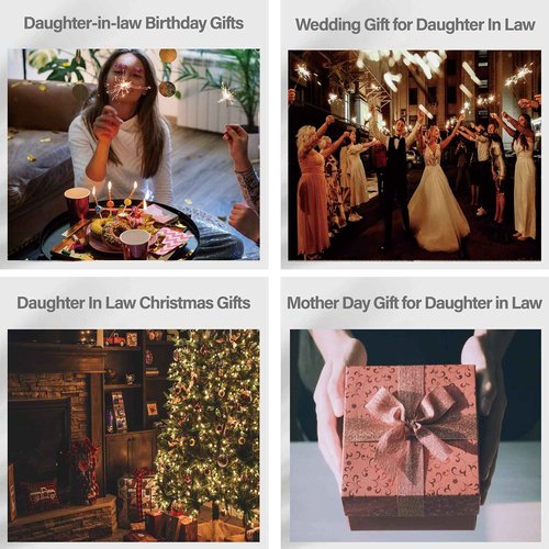 MALLAbyLAMMA to My Daughter-in-Law Gifts: Compact Mirror Engraved, Keychain, Sentimental Gift for Birthday, Christmas, Mother's Day
