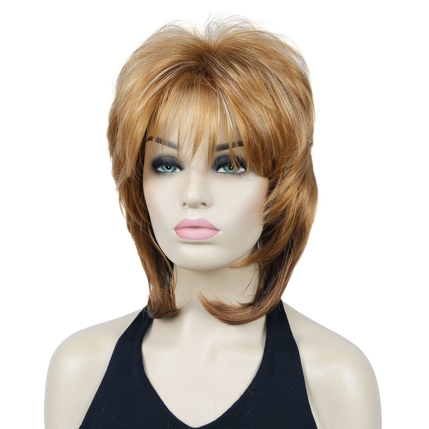 Lydell 16" Long Straight Wigs Soft Shaggy Layered Wigs Classic Cap Full Synthetic Hairpieces (AB005)