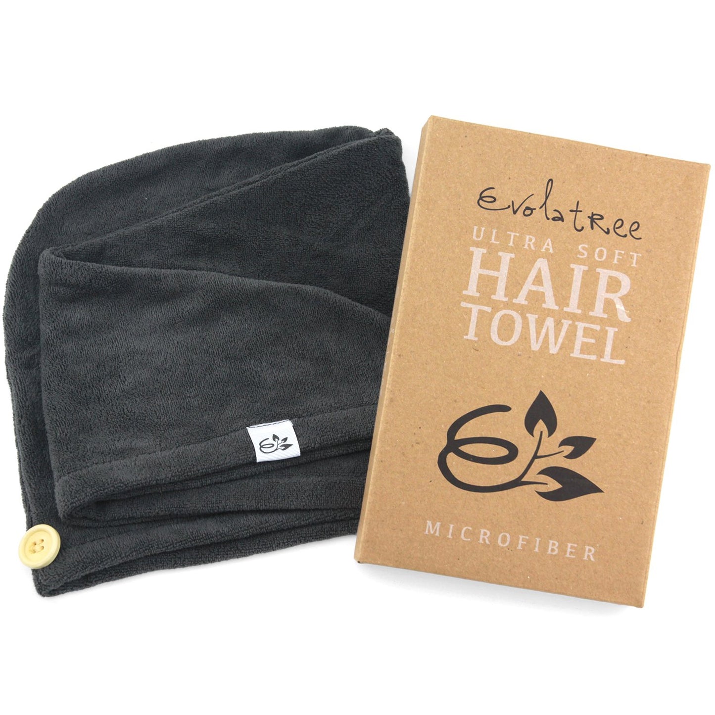 Evolatree Microfiber Hair Towel - Wet Hair Wrap Turbans - Rapid Dry Anti Frizz Curly Hair Products - Quick Drying Cap, Plopping Tshirt Head Wraps for Women - Turban Hair Towels, Gym Salon Bath Shower