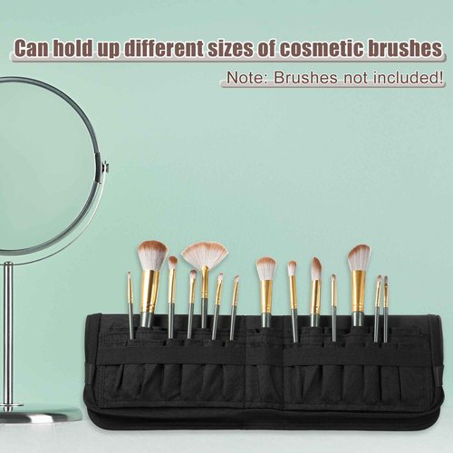 VOCOSTE Foldable Makeup Brush Holder, 29 Pockets Makeup Brush Organizer, Stand-up Makeup Brush Travel Bag Cosmetic Case, Portable Travel Makeup Brushes Case Handbag