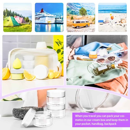 MotBach 20 Pack 1oz Plastic Jars Containers, 30ml Travel Size Container Jars with Lids, 30g Small Travel Cosmetic Container Jar for Toiletries Cream Makeup Cosmetic Salves Sample Slime Lip Balm Lotion