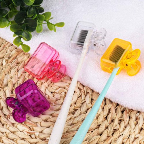 Abilat 4 Pack Toothbrush Covers Caps, Toothbrush Head Covers for Travel Toothbrush Protector Brush Pod Case Plastic Toothbrush Clip Cover for Business, Camping, School, Home