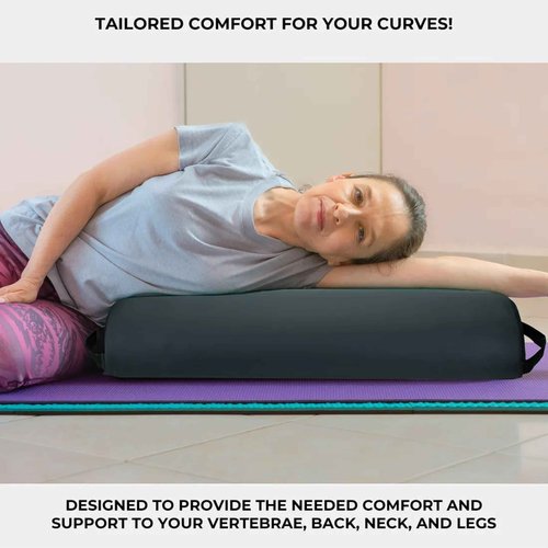 ForPro Premium Jumbo Half-Round Bolster Pillow for Massage and Yoga, Oil and Stain-Resistant, 9”W x 4.5" H x 26”L, Black