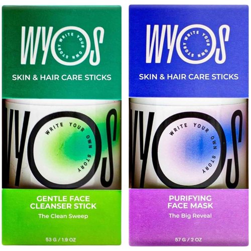 WYOS Face Cleanser & Clay Face Mask Stocking Stuffer Bundle | Travel Size, Leak Free, Vegan, Cruelty Free, Portable, Sulfate Free, Paraben Free