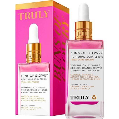 Truly Beauty Buns of Glowry Glow & Tighten Serum, Skin Tightening Cream Serum, Cellulite Cream for Thighs and Buns Fast Absorbing. Butt Enhancement Cream and Firming Lotion - 3.1 OZ