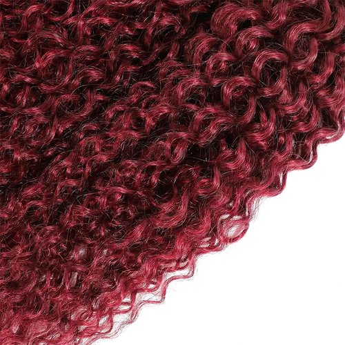 BOKIEOIE Burgundy Bundles Human Hair Unprocessed Brazilian Virgin Curly Wave Human Hair Bundles 16 16 16 inch Wine Red 3 Bundles Color #99J Double Weft Hair Extensions 300g Total for Black Women