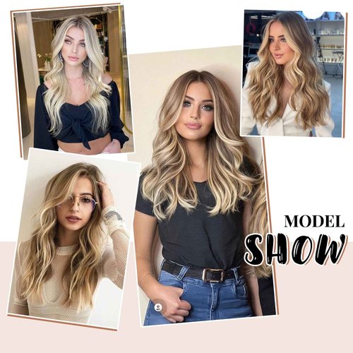Clip in Hair Extensions, 18 inch Clip in Hair Extensions Real Human Hair, 7PCS Ombre Highlight Ash Blonde Clip in Hair Extensions, 70g Seamless Clip ins Human Hair