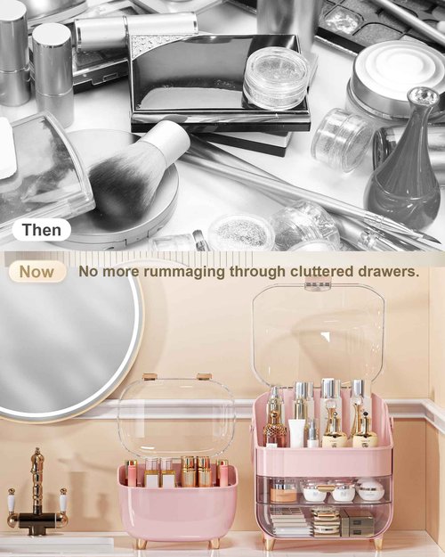Anylady Lipstick Organizer For Vanity - Detachable Perfume Organizer (Thicken Upgraded), Lipstick Holder With Cover, Cosmetic Organizer (Pink)