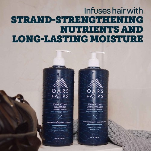 Oars + Alps Men's Sulfate Free Conditioner, Infused with Kelp and Algae Extracts, Fresh Ocean Splash, 32 Fl Oz