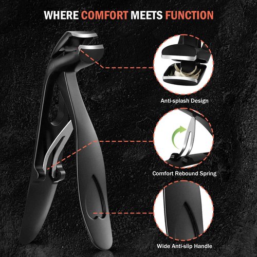 BEZOX Fingernail Clippers and Toenail Clipper for Seniors - Black+Gray