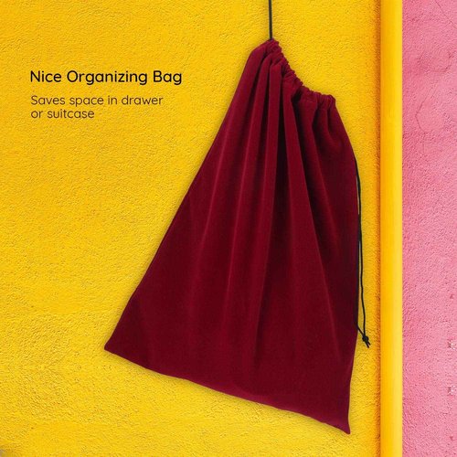 Segbeauty 3Pcs Hair Dryer Storage Bag, Blow Dryer Bag, 11.8x15.7 inches Satin Lined Organizer with Drawstring Wine Red Velvet Pouch Bag for Diffuser Straighteners Brush Clothes Gift Present