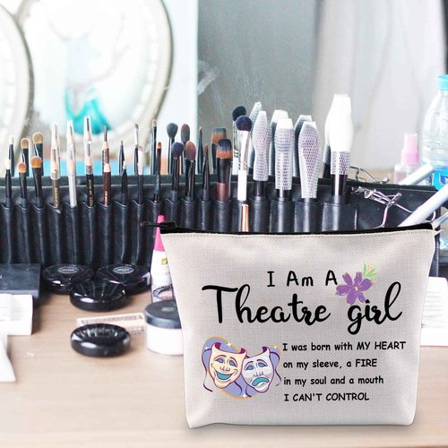 POFULL Theatre Girl Cosmetic Bag Drama's Gift Comedy Tragedy Makeup Bag for Actress Theater (Theatre girl bag)