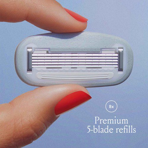 Billie Women’s Razor Refill Blades 5-Blade Cartridges - 8 count & 5-Blade Women’s Razor Travel Case - DreamPop
