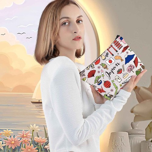 LEVLO Japan Travel Pouch - Zipper Pouch Bag for Souvenirs & Gifts, Japanese Trip Theme