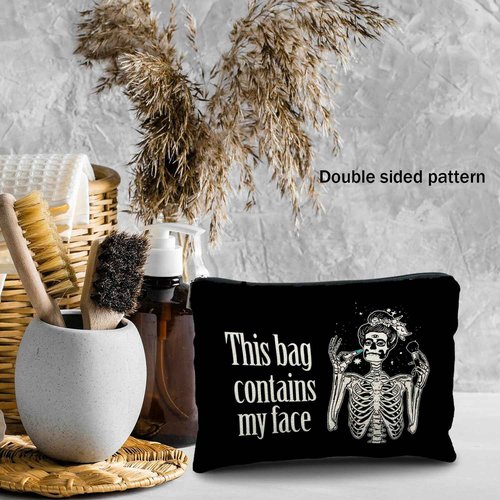 Likjad Goth makeup bag, Halloween Gothic Witchy Spooky Gifts for Women, Witch Makeup Bag Cosmetic Pouch
