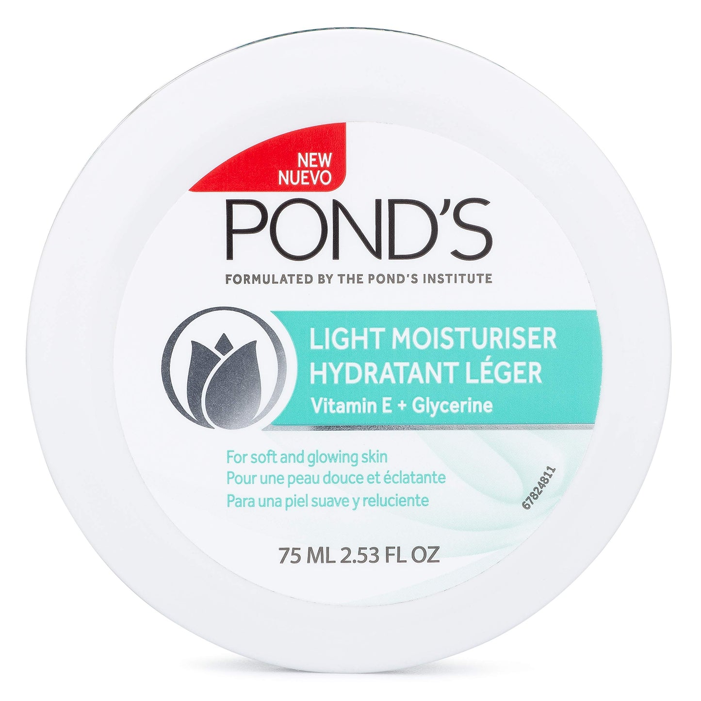 Pond's Light Moisturizer Cream, For Soft and Glowing Skin, Vitamin E, 4-Pack of 2.53 Fl Oz Each