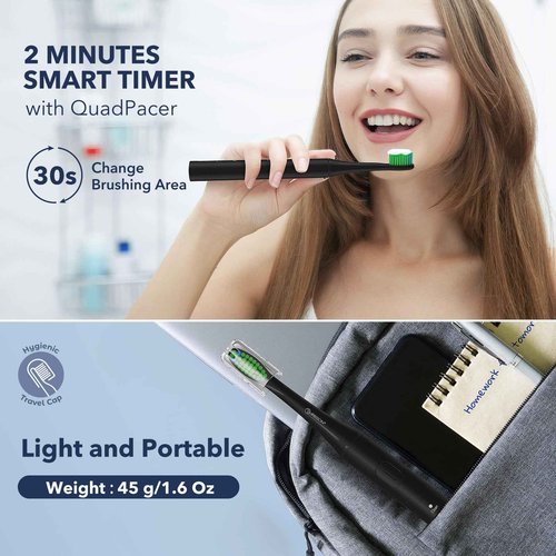 ARISSON Sonic Electric Toothbrush for Adults and Kids with 4 Brush Heads, Type C Fast Charging, Denture Toothbrush, Denture Cleaning Brush, Desert Sand + Midnight Black