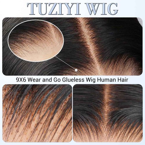 Tuziyi 14 Inch Bob Wig Human Hair 9x6 Wear and Go HD Lace Closure Glueless Wigs Human Hair Pre Plucked Pre Cut 220% Density Short Straight Bob Wig Human Hair for Black Women
