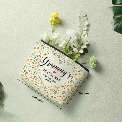Grammy's Travel Bag Mothers Day Makeup Bag Grandma Gifts Grandma Birthday Gifts Funny Coloful Floral Cosmetic Bag for Women Nana Gigi Mimi Nanny Granny Mom Chirstmas Appreciation Retirement Gifts