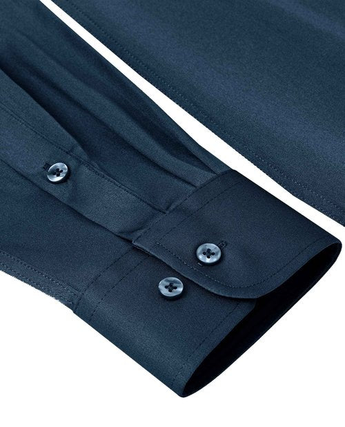 Alimens & Gentle Slim Fit Dress Shirts for Men Long Sleeve Stretch Stain Proof Wrinkle Free Button Down Shirts Formal Shirts Light Navy