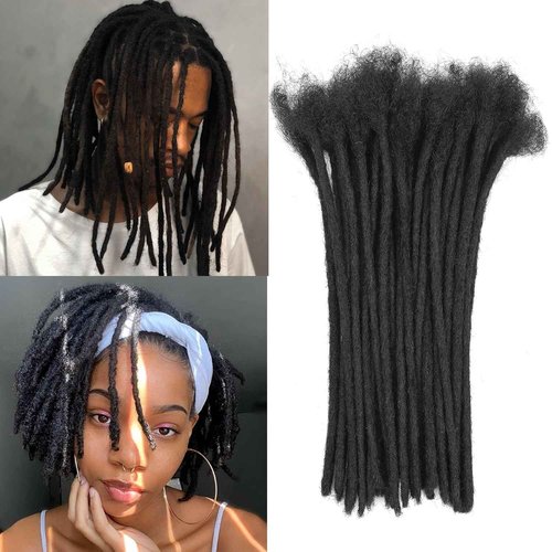 0.2 cm Loc Extensions 8 Inch 30 StrHuman Hair Dreadlock Extension 100% FUll Handmade Human Hair Dread Extension for Man/Woman/Kids Human Hair Locs Can be Curly and Dyed