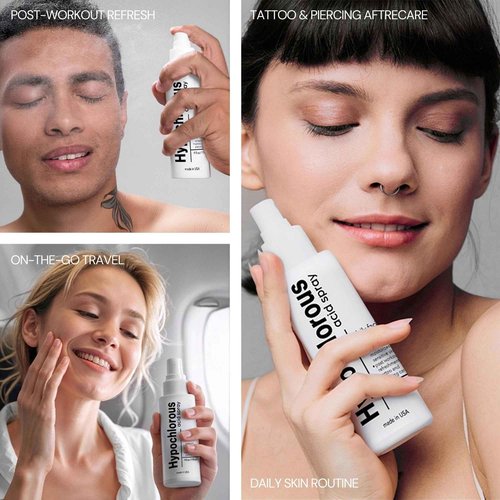 BodyJ4You Hypochlorous Acid Spray for Face Cleaner - HOCL Facial Toner Acne Sensitive Skin - HOCL Molecule Spray Topical Skin Redness Relief Breakouts - Piercing Aftercare Fine Mist - Pack of 2