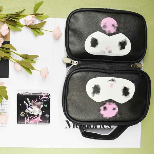 Holymid Travel Cosmetic Bag, Large Capacity Cartoon Cosmetic Pouch Makeup Bag with Zipper, PU Travel Toiletry Bag Makeup Accessories Organizer, Storage Bags Makeup Pouch for Women Girls