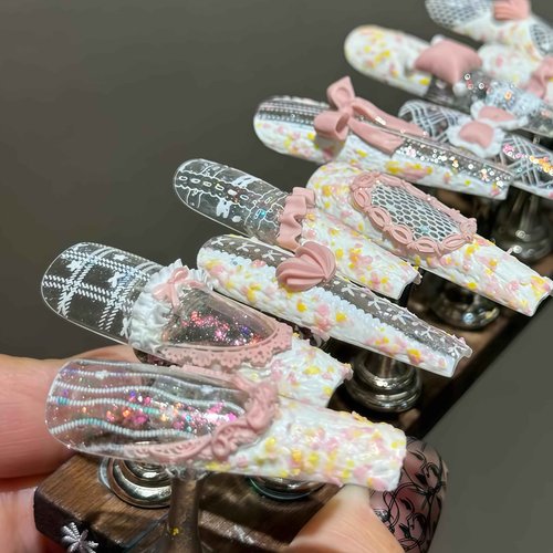 3D Cream Nail Mold Silicone Tools Lace Nails Charms Resin Molds Art for Accessories Supplies