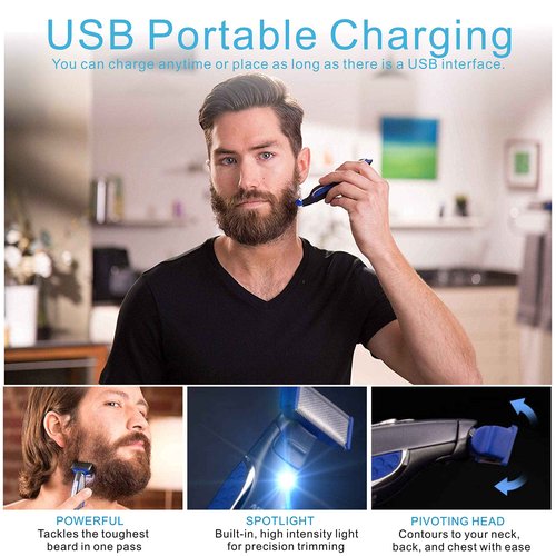 Men's Multi-Function Rechargeable Shaver Shaving,Designed for Pubic Grooming,Trim & Shave,Hybrid Electric Trimmer and Shaver
