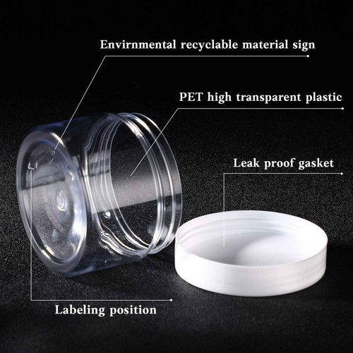 SATINIOR 24 Pieces Empty Clear Plastic Jars with Lids Round Storage Containers Wide Mouth for Beauty Product Cosmetic Cream Lotion Liquid Butter Craft and Food ()