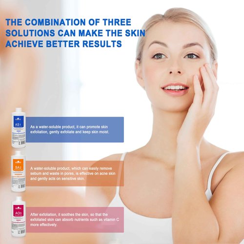 Elitzia 2 Set of Aqua Peeling Solution Hydro Facial Dermabrasion Machine Aqua Peel Serum Skin Care AS1 SA2 AO3 for Face Cleansing & Moisturizing 400ml/14.1Fl.oz (Set of 3 Bottles) ETYYS123