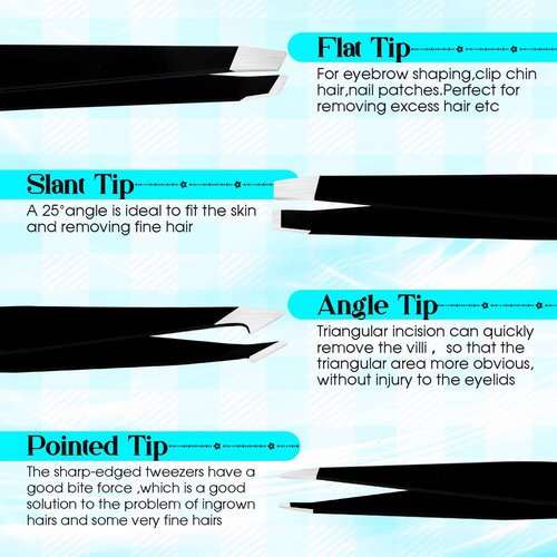 GEMERRY Eyebrow Tweezers Set, 6 Pcs Lash Tweezers Set for Women, Precision Tweezer for Eyebrows with Curved Scissors and Eyebrow Razor for Ingrown Hair High Precision Stainless Steel Eyelash Tweezers